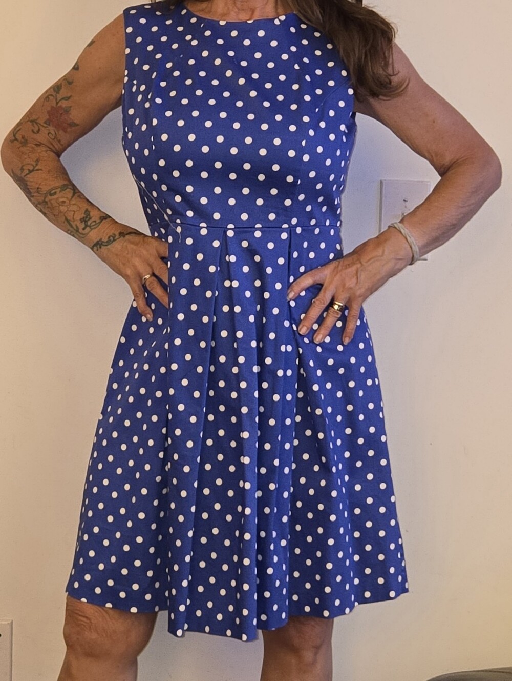 Liz Claiborne Blue and White Polka Dot Dress